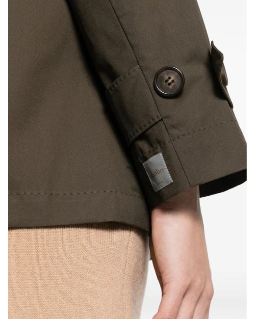 Max Mara Brown Logo-Patch Double-Breasted Coat