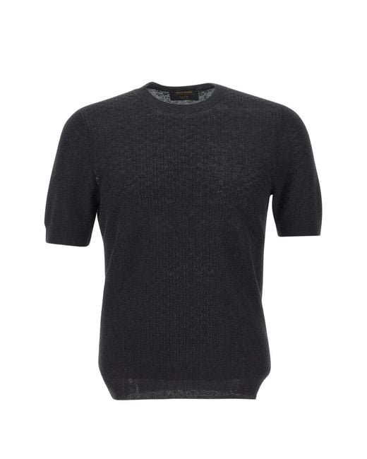 Gran Sasso Black Short-Sleeve Sweater for men