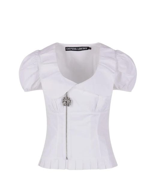 Chopova Lowena White Spike Pleated Blouse