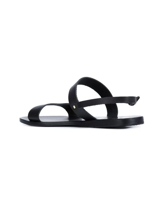 Ancient Greek Sandals Black Clio Leather Sandals