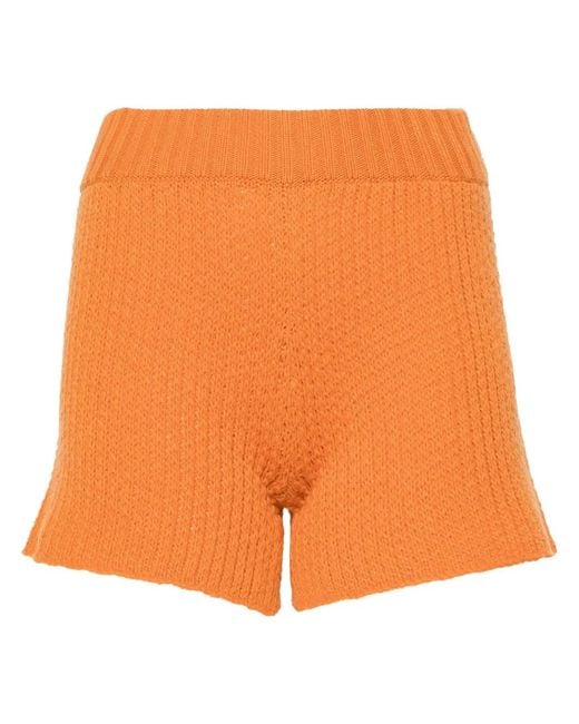 Alanui Orange Short En Maille À Design Nervuré