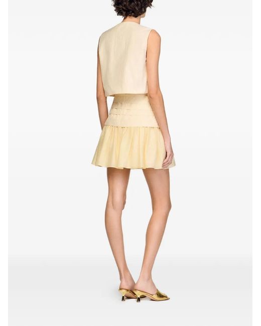 Sandro Natural Mini Pleated Skirt