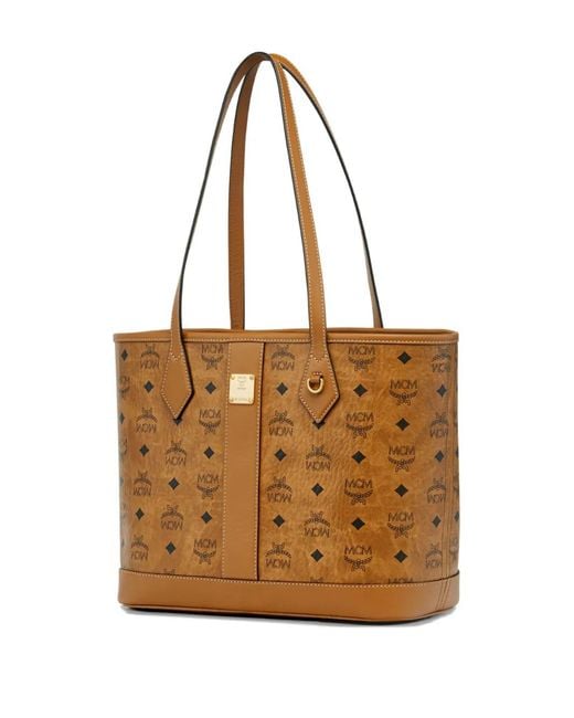MCM Brown Small Monogram-Print Tote Bag