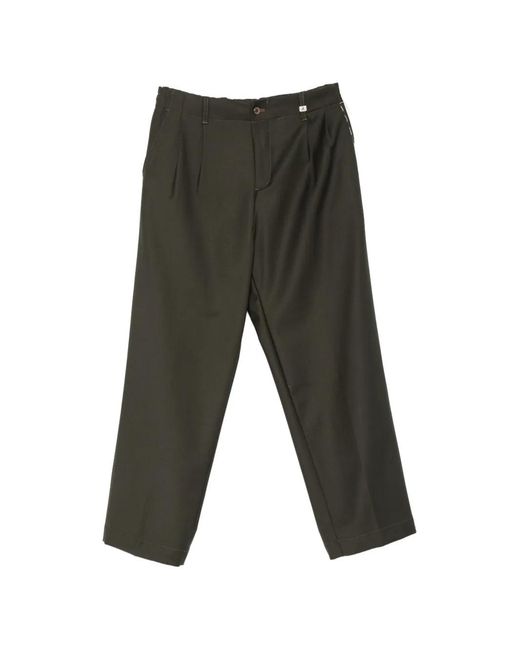 Myths Gray Pleated-Front Straight-Leg Trousers for men