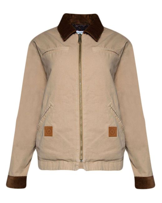Sporty & Rich Natural Srhwc Canvas Zipped Jacket