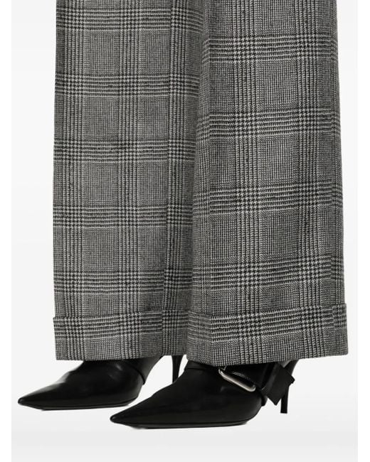 Berwich Gray Pleated Checked Trousers