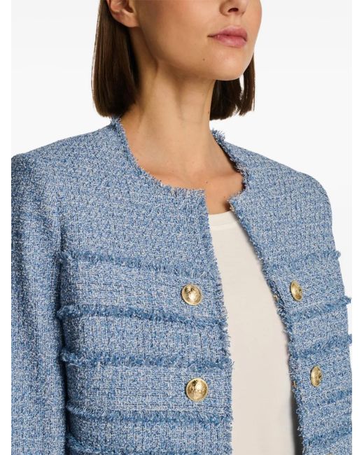 WEILL PARIS Blue Fringed Tweed Jacket