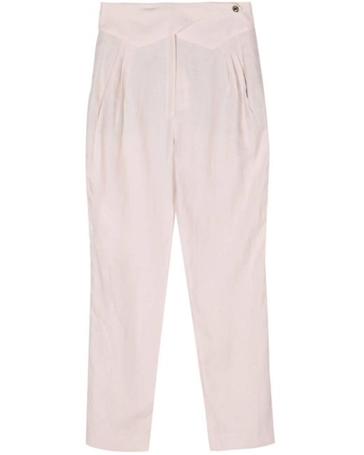 Blazé Milano Pink Tapered-leg Linen Trousers