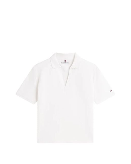 Tommy Hilfiger White V-Neck Short-Sleeve Polo Shirt