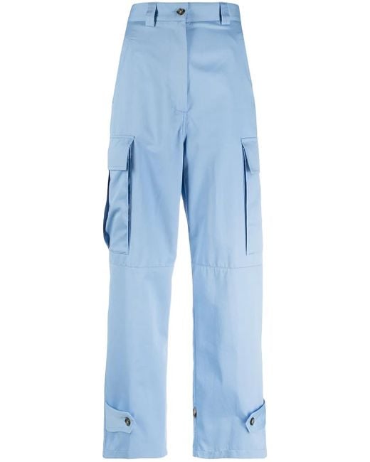 MSGM Blue Cropped High-Waist Trousers