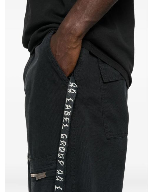 44 Label Group Black Logo-Tape Trousers for men