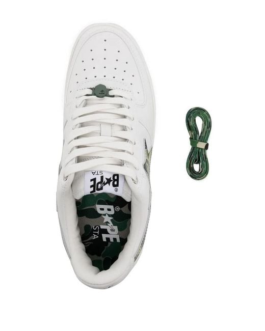 A Bathing Ape White Bape Sta Low-Top Sneakers for men