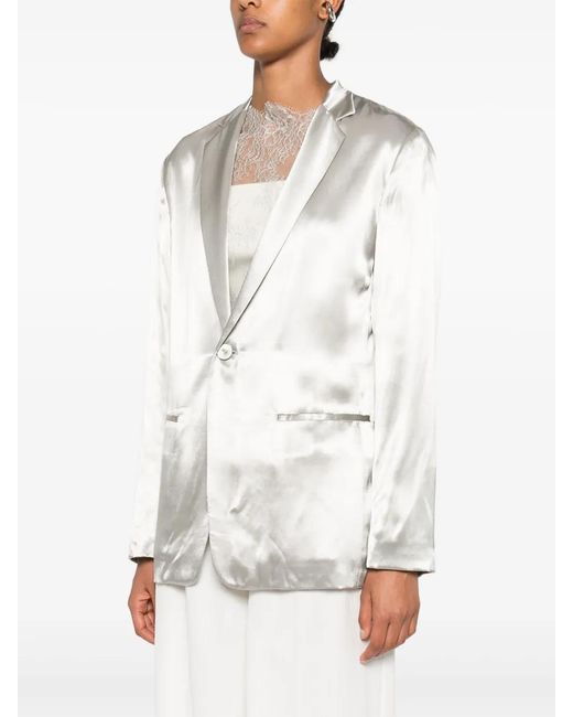 Alberta Ferretti White Single-Breasted Jacket
