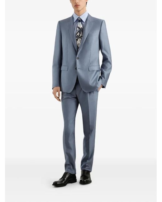 Dolce & Gabbana Blue Single-Breasted Wool And Silk Suit for men