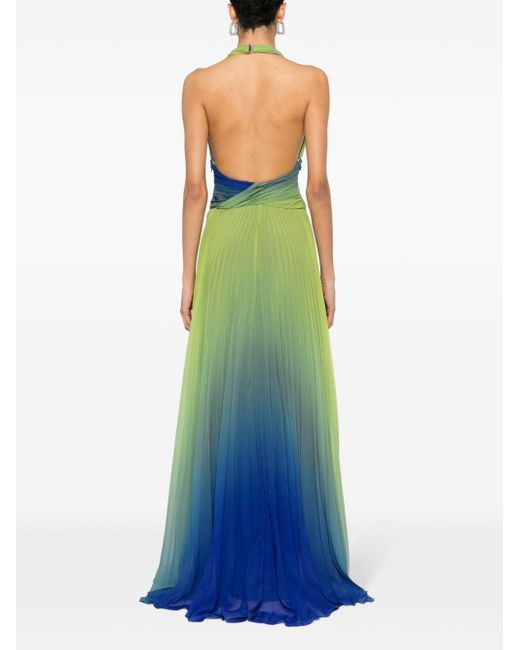 Blanca Vita Blue Gradient-effect Halterneck Dress