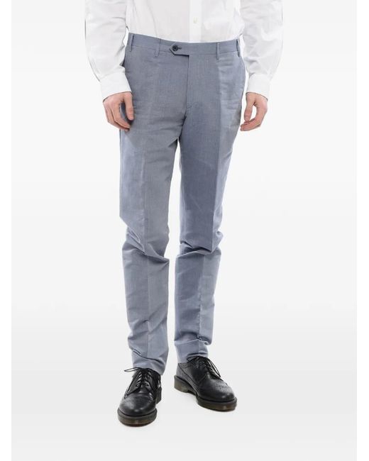 Corneliani Blue Cotton-Piqué Tailored Trousers for men