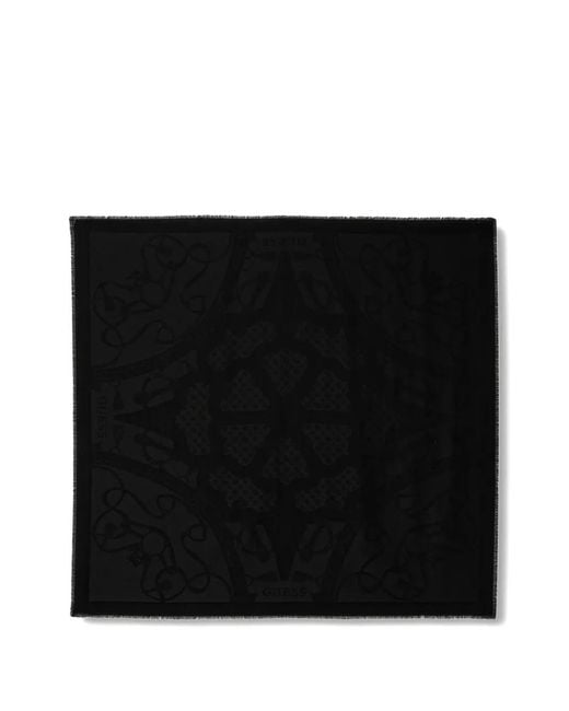 Guess Black Dita Logo Frayed Scarf