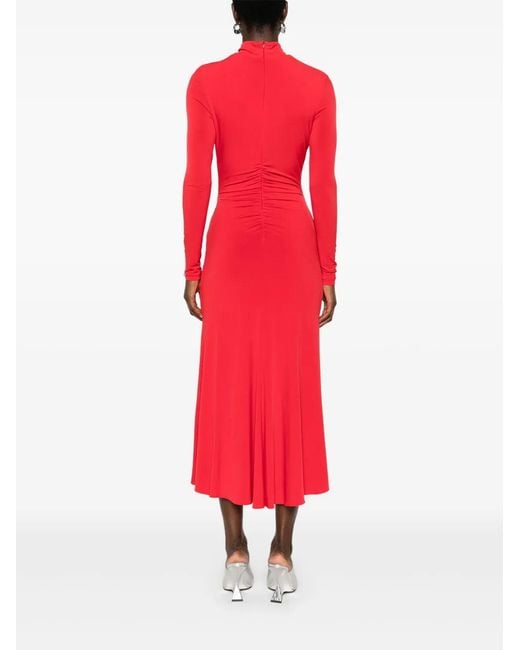 Nissa Red Cut Out-Detail Midi Dress