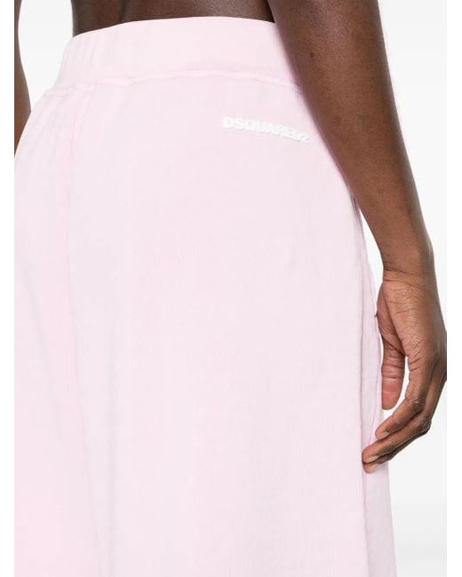 DSquared² Pink Rubberised-Logo Cotton Shorts