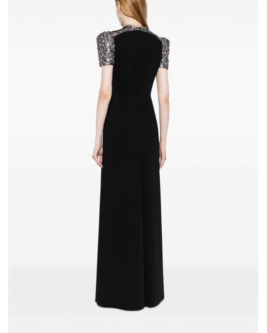 Jenny Packham Black Daphne Crystal-embellished A-line Dress