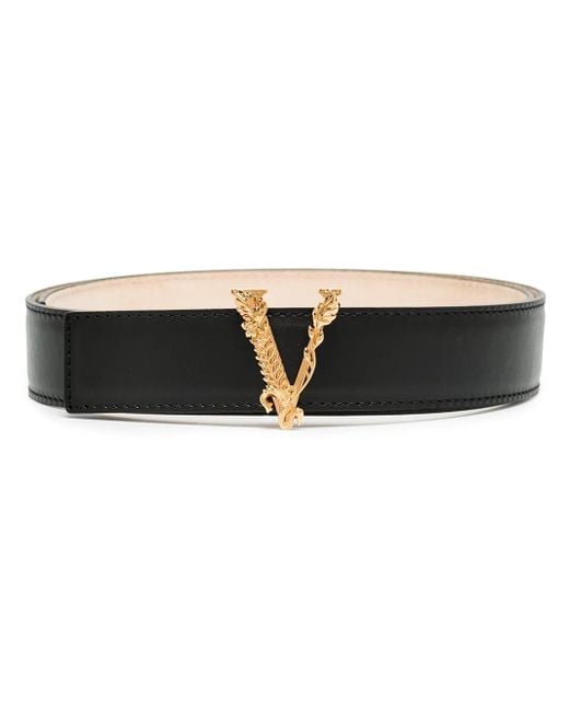 Versace Black Virtus Leather Belt