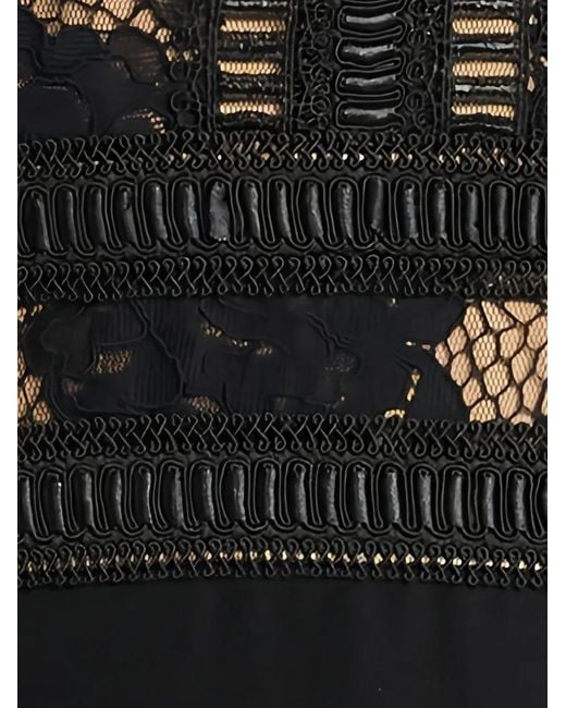 Tadashi Shoji Black Catrine Lace-Panelled Floor-Length Maxi Dress