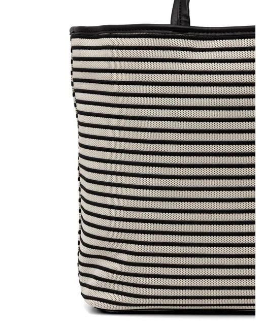 Lola Casademunt Black Striped Logo-Plaque Tote Bag