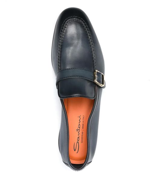 Santoni Gray Single-Buckle Loafers for men