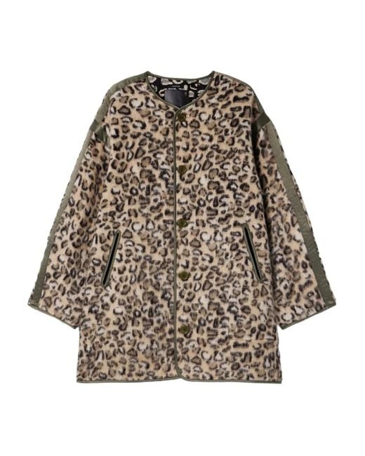 R13 Natural Leopard-Print Panelled Coat