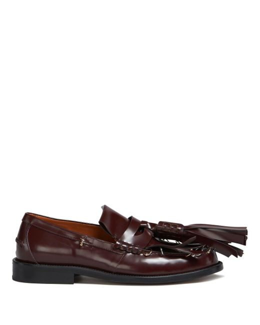 Marni Brown Tassel-detail Leather Loafers