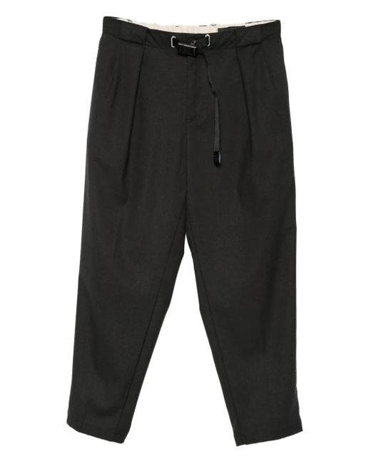 White Sand Black Pleated Drawstring Trousers for men
