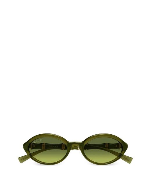 Gucci レディース グリーン オーバル サングラス