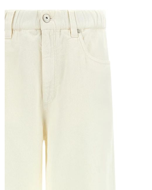 Brunello Cucinelli White Cotton And Linen Blend Trousers