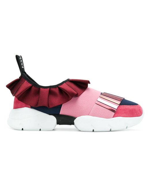 Emilio Pucci Pink Low Ruffle Sneakers