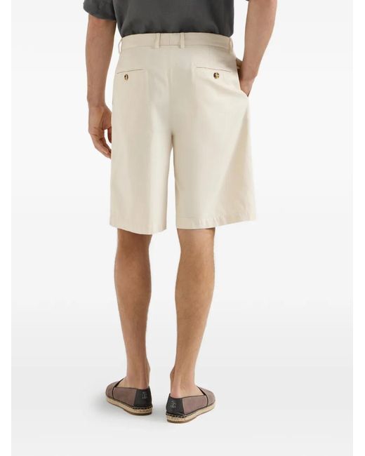 Brunello Cucinelli Natural Pleats Tabbed-Waistband Shorts for men
