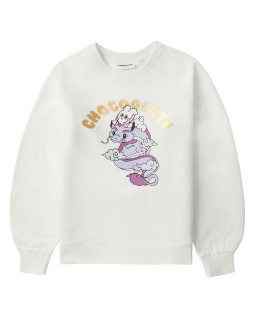 Chocoolate White Year Of The Dragon Cotton-blend Sweatshirt
