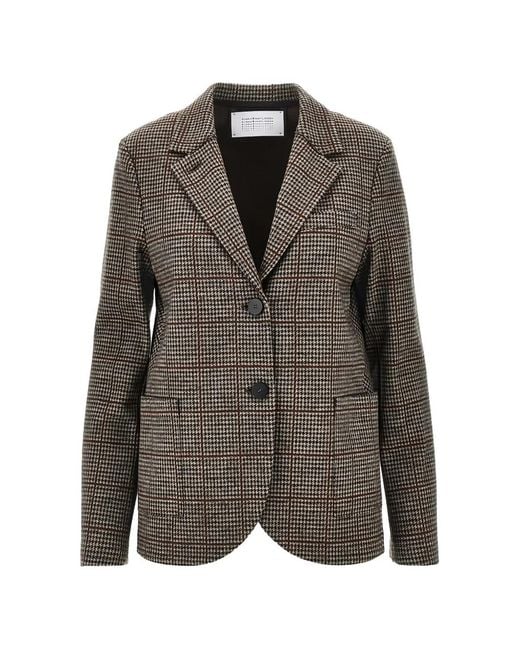 Harris Wharf London Brown Check-Houndstooth Blazer