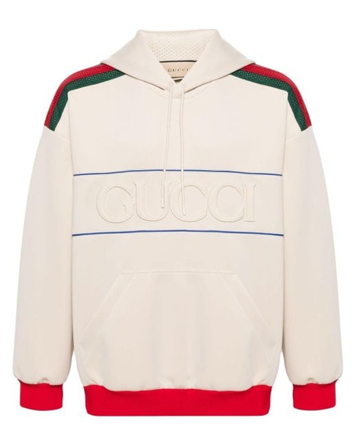 Sudadera con capucha y logo en relieve Gucci de hombre de color Natural