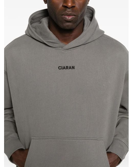 CIARAN Gray Logo-Embroidered Hoodie for men