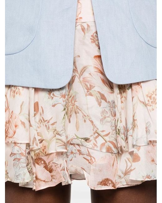 Hemant & Nandita Pink Ezra Floral-Print Ruffled Mini Skirt