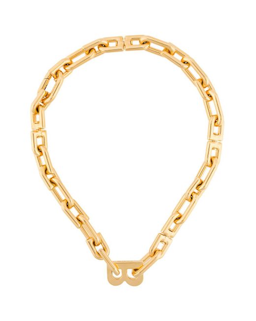 Balenciaga Metallic B-logo Chain-link Necklace