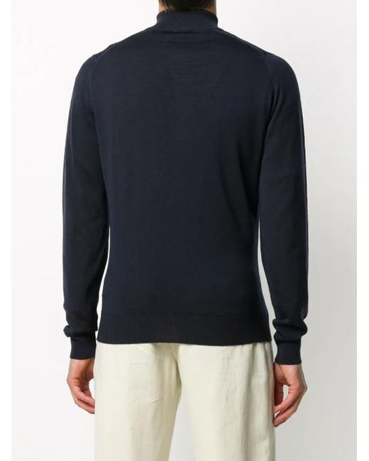 メンズ John Smedley ハーフジップ セーター Blue