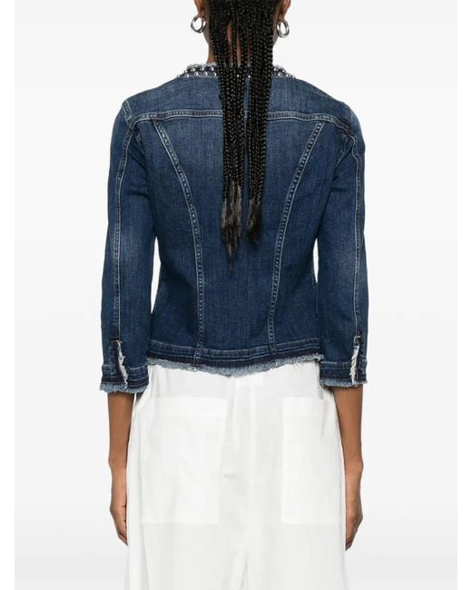 Liu Jo Blue Beaded Fringed Jacket