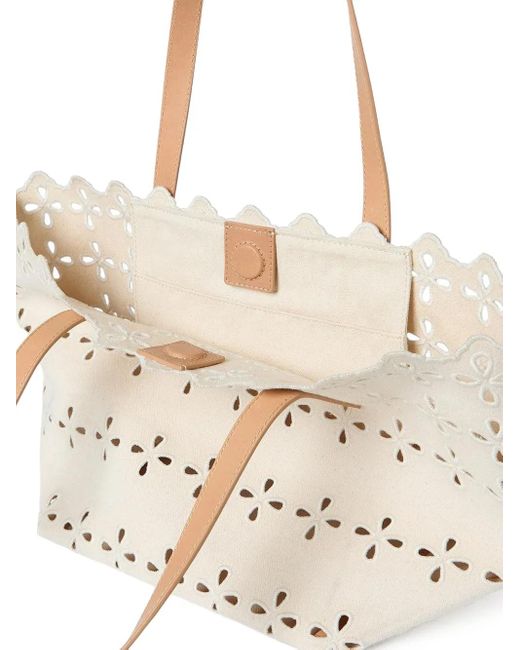 Loeffler Randall White Easton Flower-Cut Scalloped Shoulder Bag
