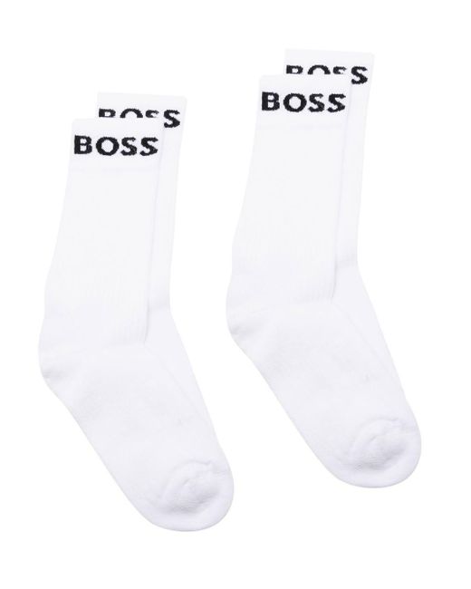 Boss White Logo-print Detail Sock Pack for men