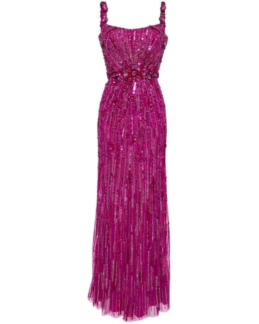 Robe longue Bright Gem à ornements en sequins Jenny Packham en coloris Purple