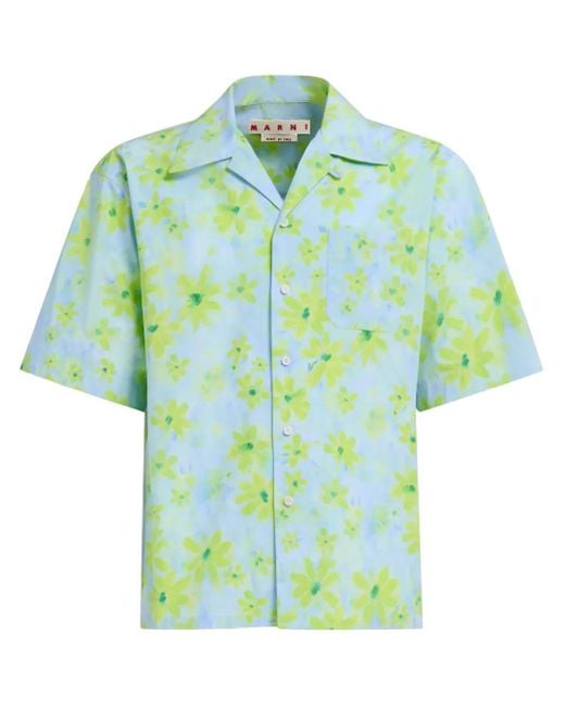 Marni Hemd Mit Blumen-Print in Green für Herren