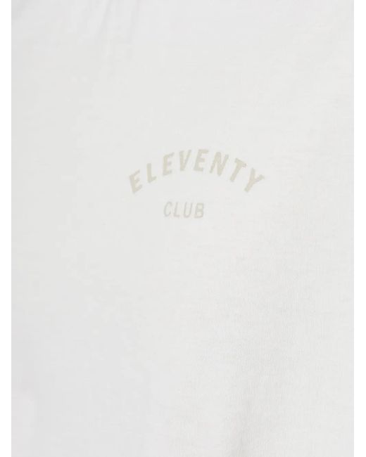 Eleventy White Logo Print T-Shirt for men