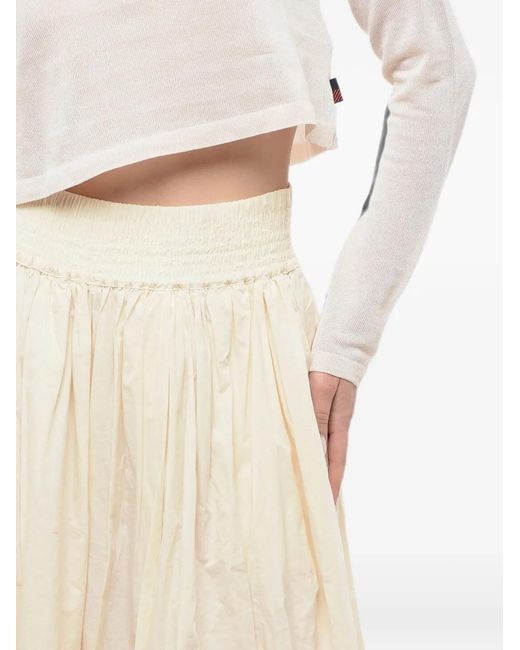 Woolrich Natural Pleated Flared Midi Skirt