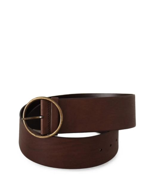 Dolce & Gabbana Brown Round-Buckle Leather Belt